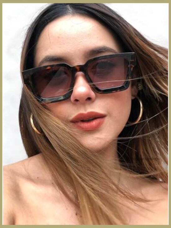 Vintage Tortoise Square Sunglasses with Gradient Brown Lens UV400 Protection main image 5